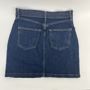 Pilcro Denim Zipper Pocket Mini Skirt Dark Wash High Waist Womens Size 2